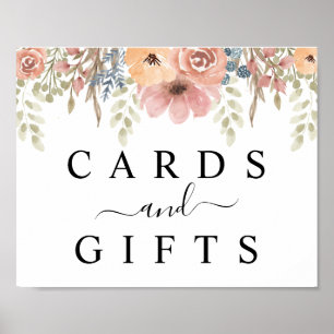 Vintage Dusty Rose Peach Floral Gifts & Cards Sign