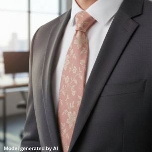 Vintage Dusty Rose Pink Florals Elegant Romantic Tie