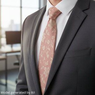 Vintage Dusty Rose Pink Florals Elegant Romantic Tie