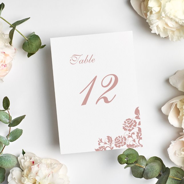 Vintage Dusty Rose Pink Lace Wedding Table Number (Creator Uploaded)