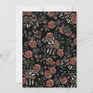 Vintage Dusty Rose Raccoons Invitation