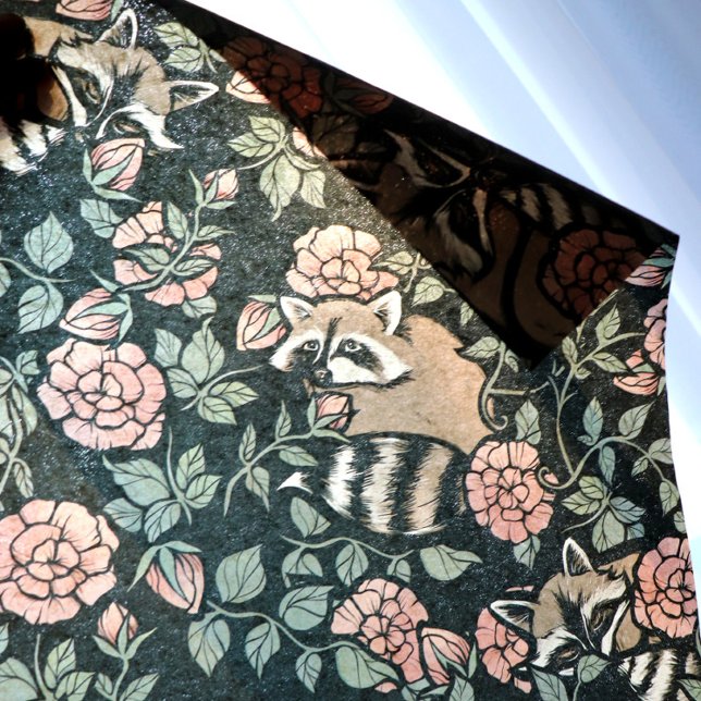 Vintage Dusty Rose Raccoons Pattern Tissue Paper (Creator Uploaded)