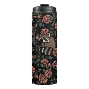 Vintage Dusty Rose Raccoons  Thermal Tumbler