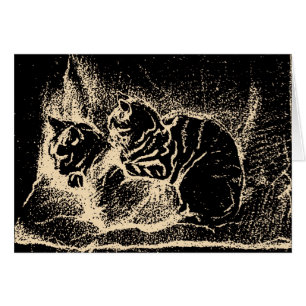 Vintage Dutch Art Two sleeping cats Multi purspose