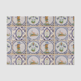Vintage Dutch Delft Tiles 17th Century pottery art Tissue Paper