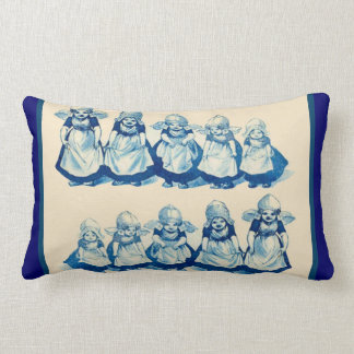 Vintage Dutch design, 1905 Little Dutch girls Lumbar Cushion