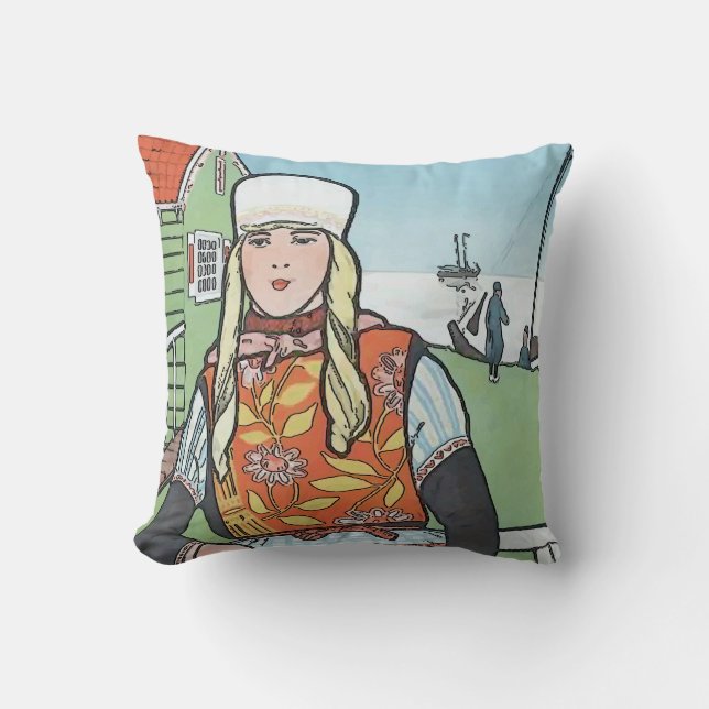 Vintage Dutch Girl Cushion (Front)