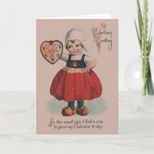 Vintage Dutch Girl Valentine Greeting Card