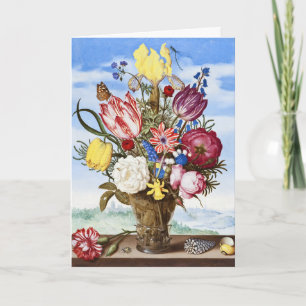 Vintage Dutch Golden Age Floral Still Life Holiday Card