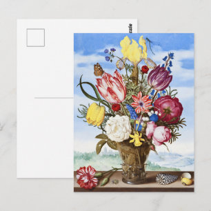 Vintage Dutch Golden Age Floral Still Life Postcard