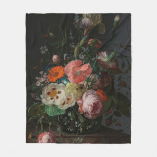 Vintage Dutch Master Still Life Rachel Ruysch Fleece Blanket