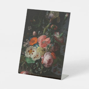 Vintage Dutch Master Still Life Rachel Ruysch Pedestal Sign