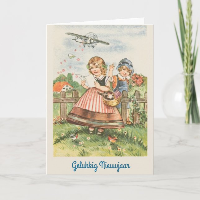 Vintage Dutch New Year Greeting Card (Front)