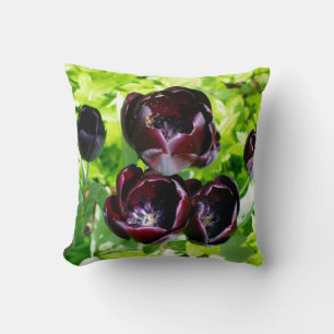 Vintage Dutch Purple Green Black Tulips Photo Cushion
