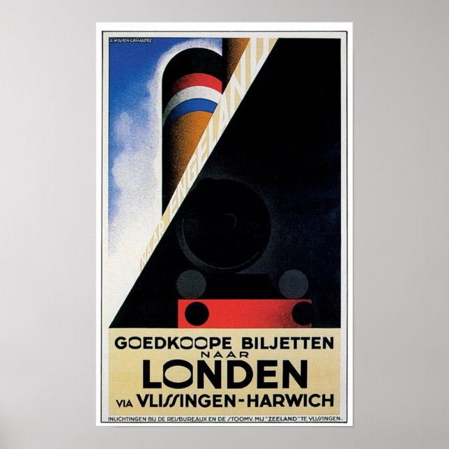 Vintage Dutch Rail Ferry Poster (Front)