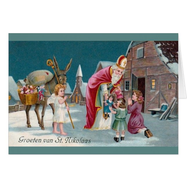 Vintage Dutch Saint Nikolaas Greeting Card (Front Horizontal)