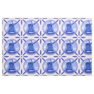 Vintage Dutch Tiles Delftware Windmill Holland Fabric