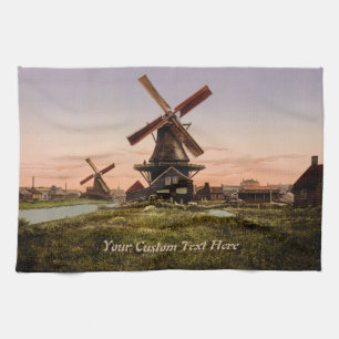 Vintage Dutch Windmills custom hand towel