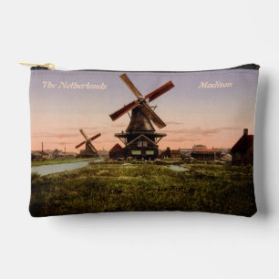 Vintage Dutch Windmills custom name & text Accessory Pouch