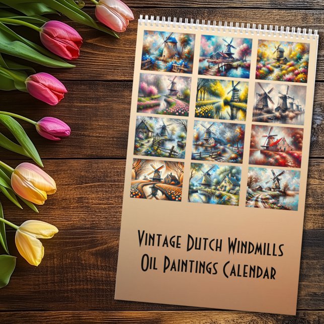 Vintage Dutch Windmills Oil Paintings Calendar (Creator Uploaded)