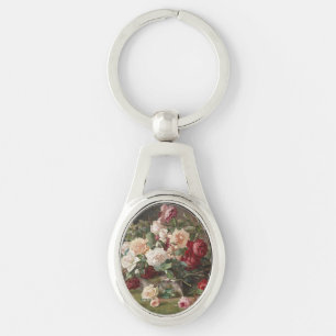 Vintage E. Hariel Rose Still Life Key Ring
