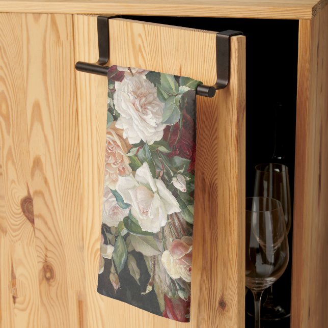 Vintage E. Hariel Rose Still Life         Tea Towel (Thirds Fold)