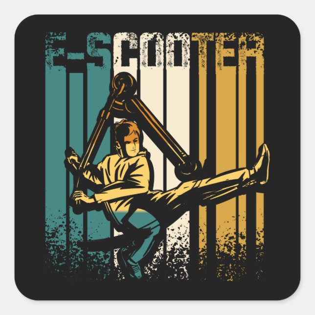 Vintage E-scooter Square Sticker (Front)