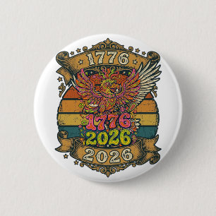 Vintage Eagle 1776 2026 Shirt Bubble Patriotic 6 Cm Round Badge