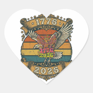 Vintage Eagle 1776 2026 Shirt Bubble Patriotic Heart Sticker