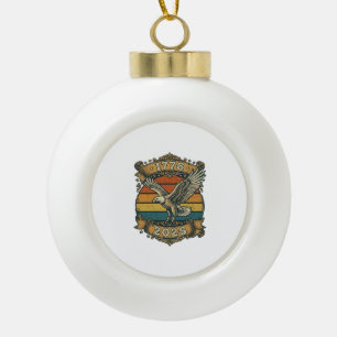 Vintage Eagle 1776 2026 Shirt Patriotic Retro Dist Ceramic Ball Christmas Ornament