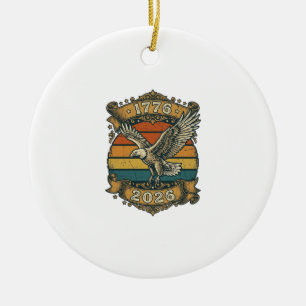 Vintage Eagle 1776 2026 Shirt Patriotic Retro Dist Ceramic Ornament
