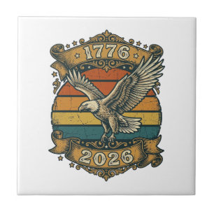 Vintage Eagle 1776 2026 Shirt Patriotic Retro Dist Ceramic Tile