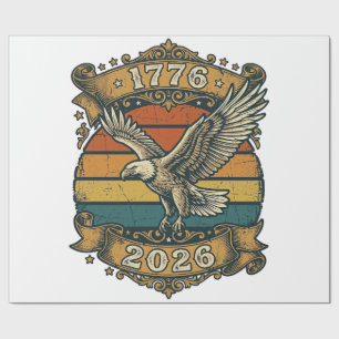 Vintage Eagle 1776 2026 Shirt Patriotic Retro Dist Wrapping Paper
