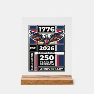 Vintage Eagle 1776 2026 Shirt Patriotic Typography Acrylic Sign