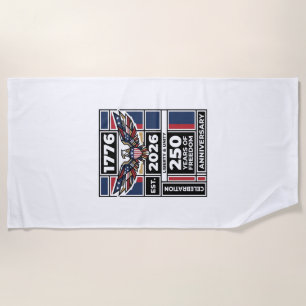 Vintage Eagle 1776 2026 Shirt Patriotic Typography Beach Towel