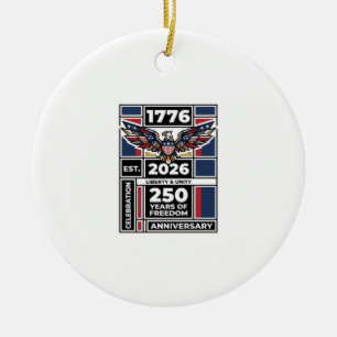 Vintage Eagle 1776 2026 Shirt Patriotic Typography Ceramic Ornament