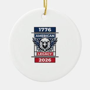 Vintage Eagle 1776 2026 Shirt Patriotic Typography Ceramic Ornament