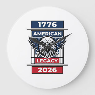 Vintage Eagle 1776 2026 Shirt Patriotic Typography Large Clock