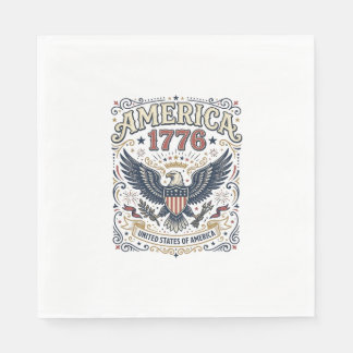 Vintage Eagle America 1776 Patriotic Napkin