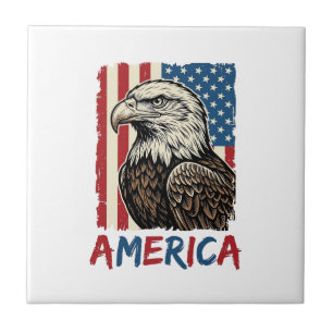Vintage Eagle America Patriotic Shirt Design_1 Ceramic Tile