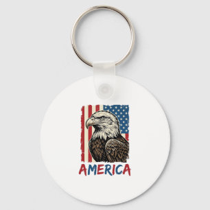 Vintage Eagle America Patriotic Shirt Design_1 Key Ring