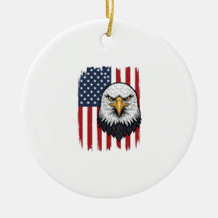 Vintage Eagle American Flag Patriotic Shirt Design Ceramic Ornament