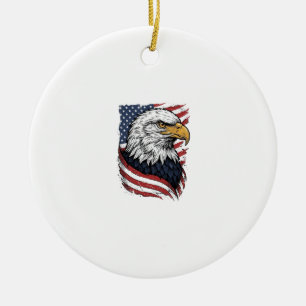 Vintage Eagle American Flag Patriotic Shirt Design Ceramic Ornament