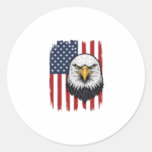 Vintage Eagle American Flag Patriotic Shirt Design Classic Round Sticker