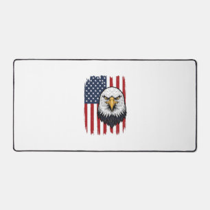 Vintage Eagle American Flag Patriotic Shirt Design Desk Mat