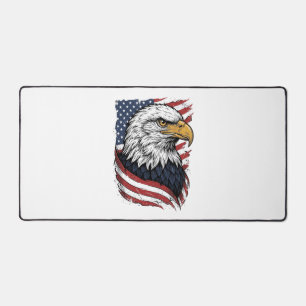 Vintage Eagle American Flag Patriotic Shirt Design Desk Mat