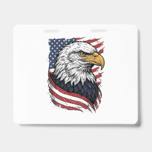 Vintage Eagle American Flag Patriotic Shirt Design ID Badge