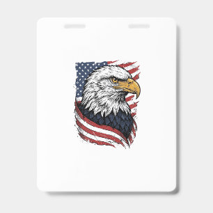 Vintage Eagle American Flag Patriotic Shirt Design ID Badge
