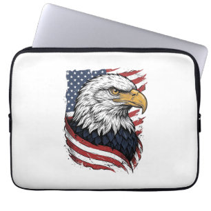 Vintage Eagle American Flag Patriotic Shirt Design Laptop Sleeve