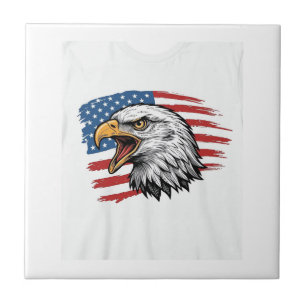 Vintage Eagle Flag Patriotic Vector Shirt Design_1 Ceramic Tile